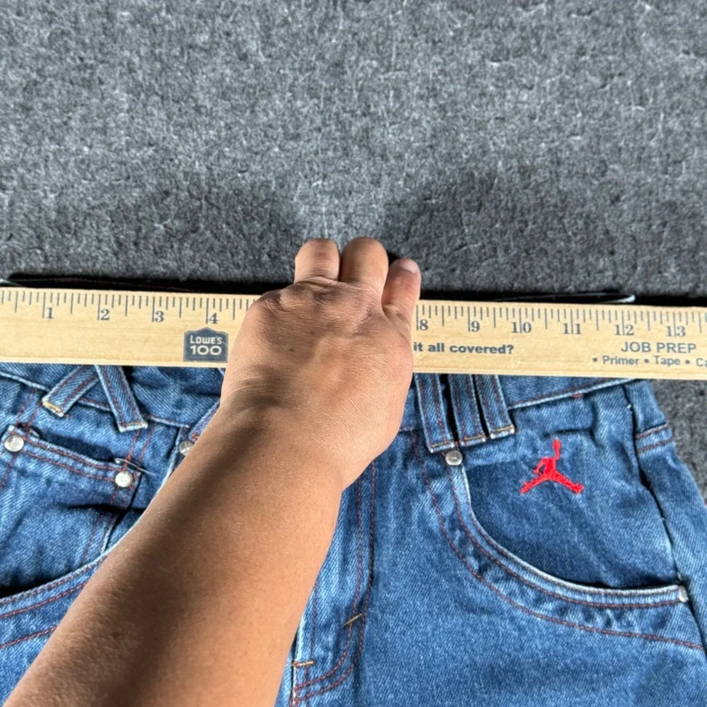 Jordan Brand Kids Wide Leg Denim Jeans Blue Red Stitch Jumpman Size 10 12710